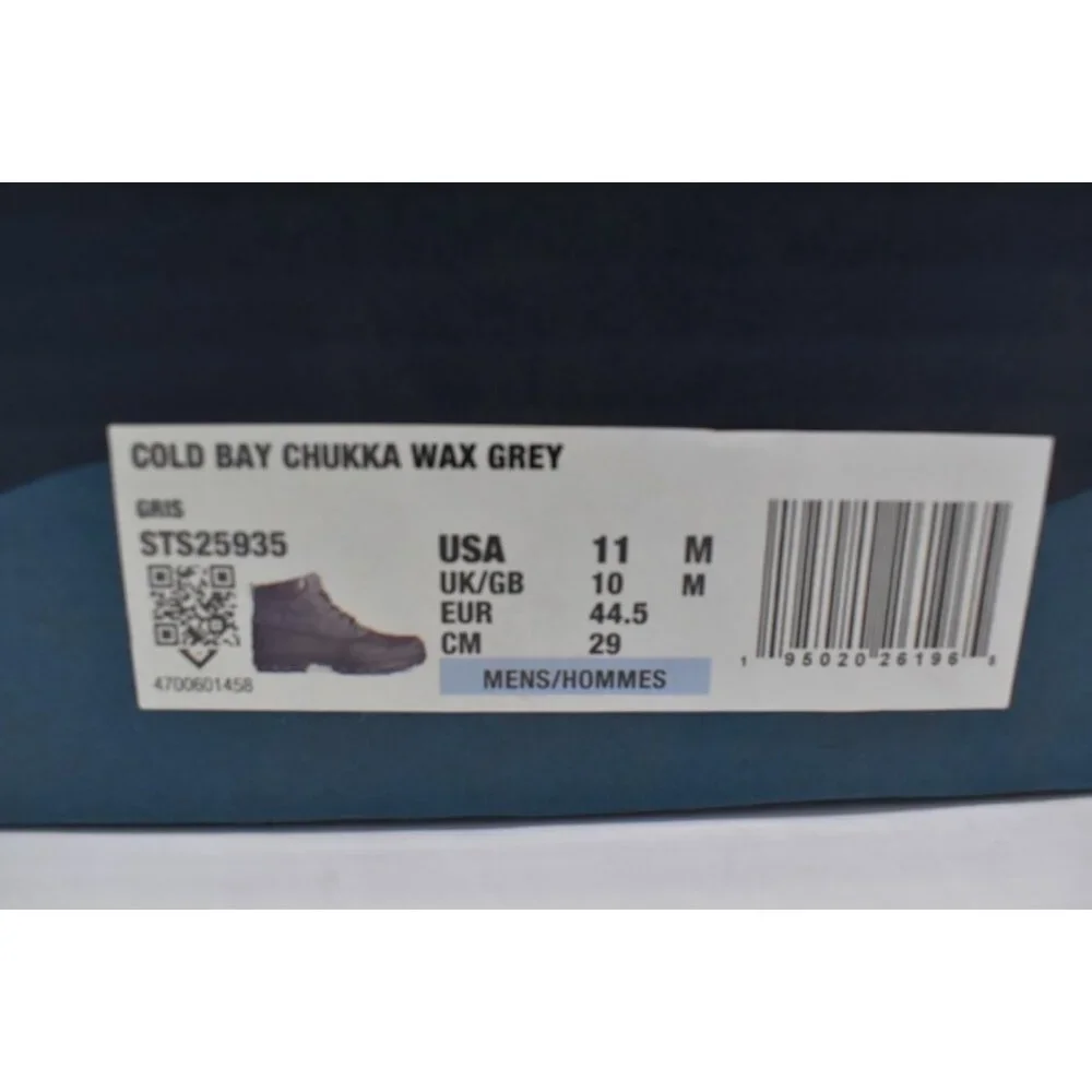 Sperry Mens Size 11 Cold Bay Wax Grey Water Resistant Insulated Chukka Boots‎